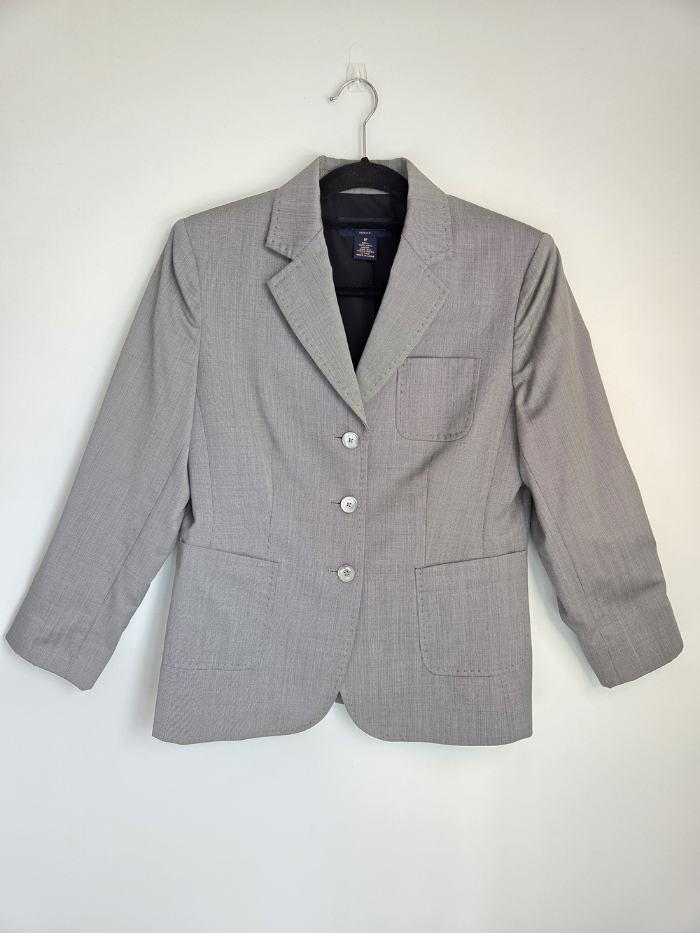 Vintage Brooks Brothers Light Gray Weave 100% Wool Blazer Jacket Size 8P